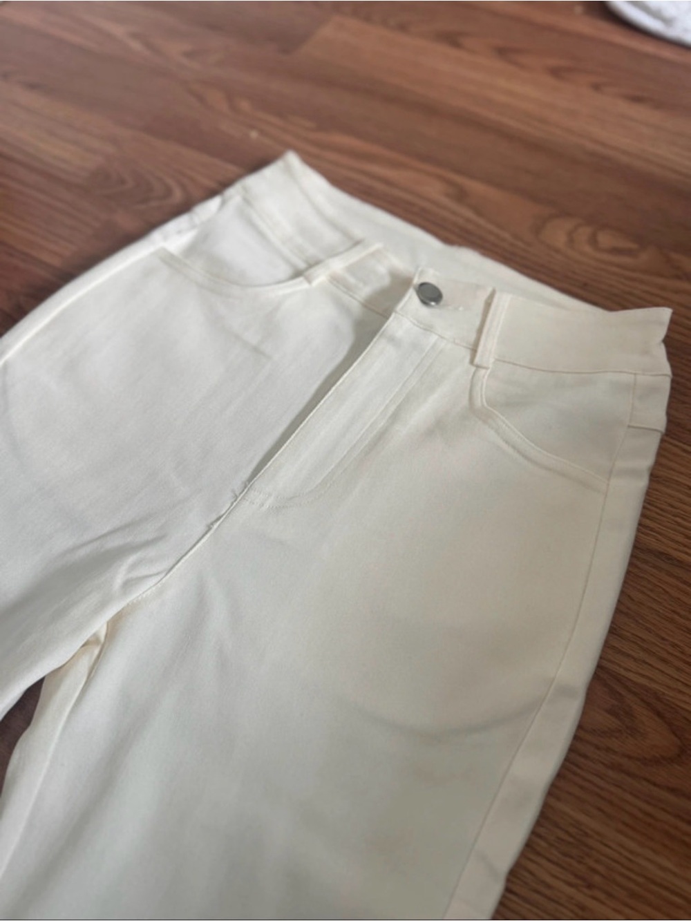 White High Waist Flare Pants XS Stretch Pull-On Career Casual - Picture 2 of 3